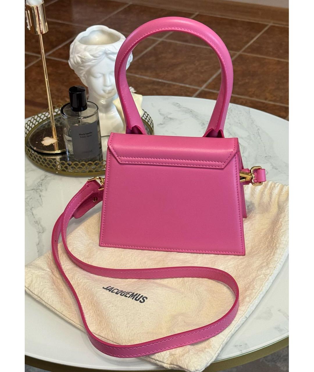 JACQUEMUS Фуксия кожаная сумка с короткими ручками, фото 3