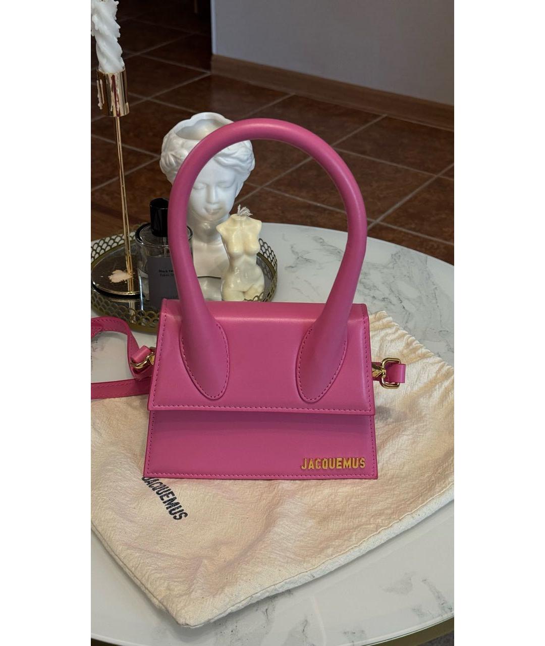 JACQUEMUS Фуксия кожаная сумка с короткими ручками, фото 1