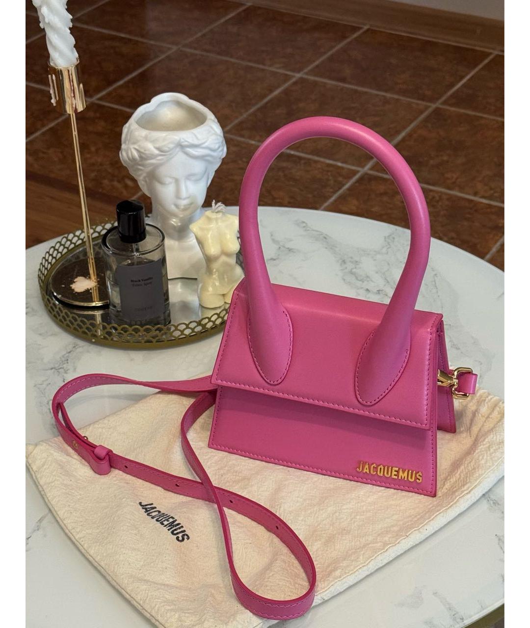 JACQUEMUS Фуксия кожаная сумка с короткими ручками, фото 2
