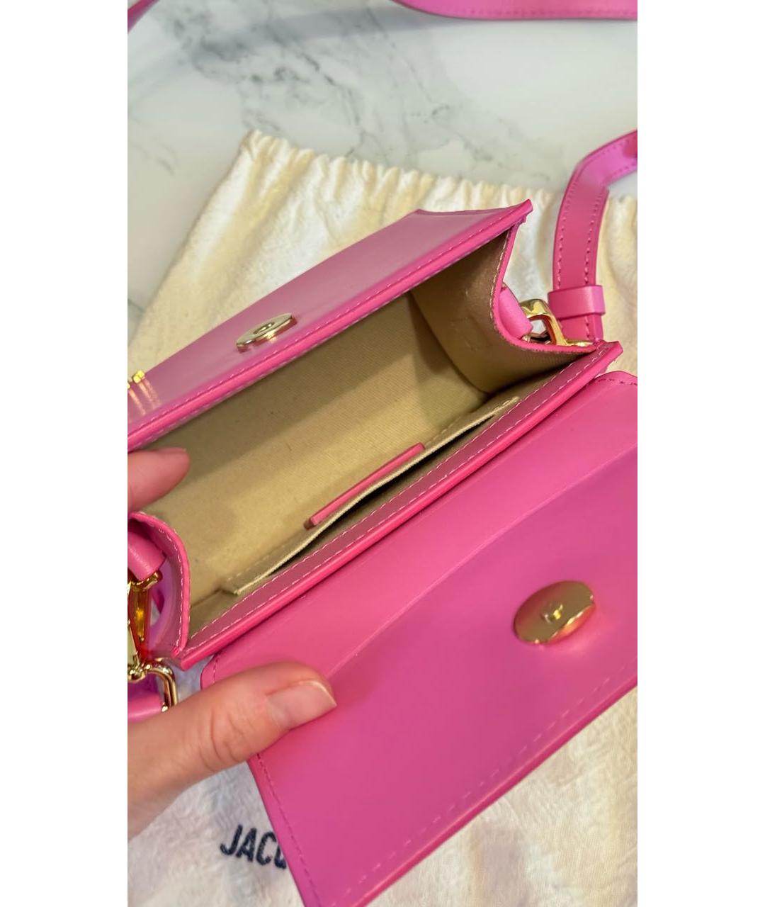 JACQUEMUS Фуксия кожаная сумка с короткими ручками, фото 6