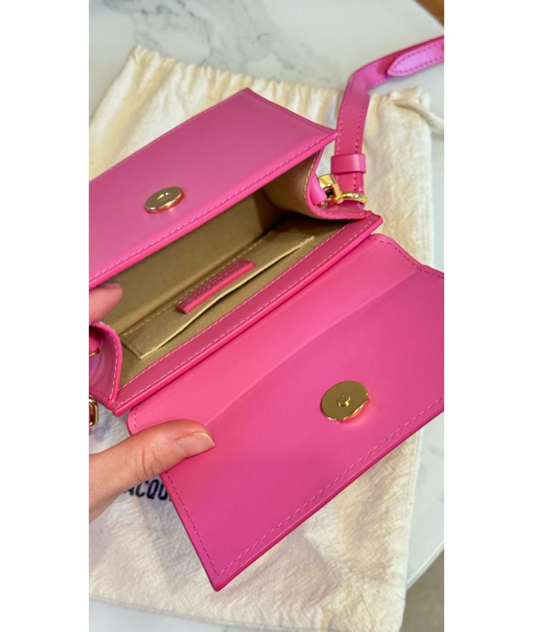 JACQUEMUS Фуксия кожаная сумка с короткими ручками, фото 4