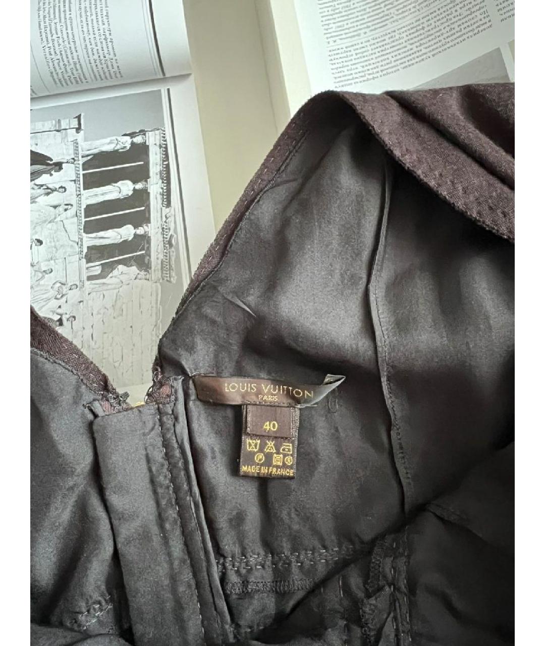 LOUIS VUITTON Антрацитовое шелковое повседневное платье, фото 7