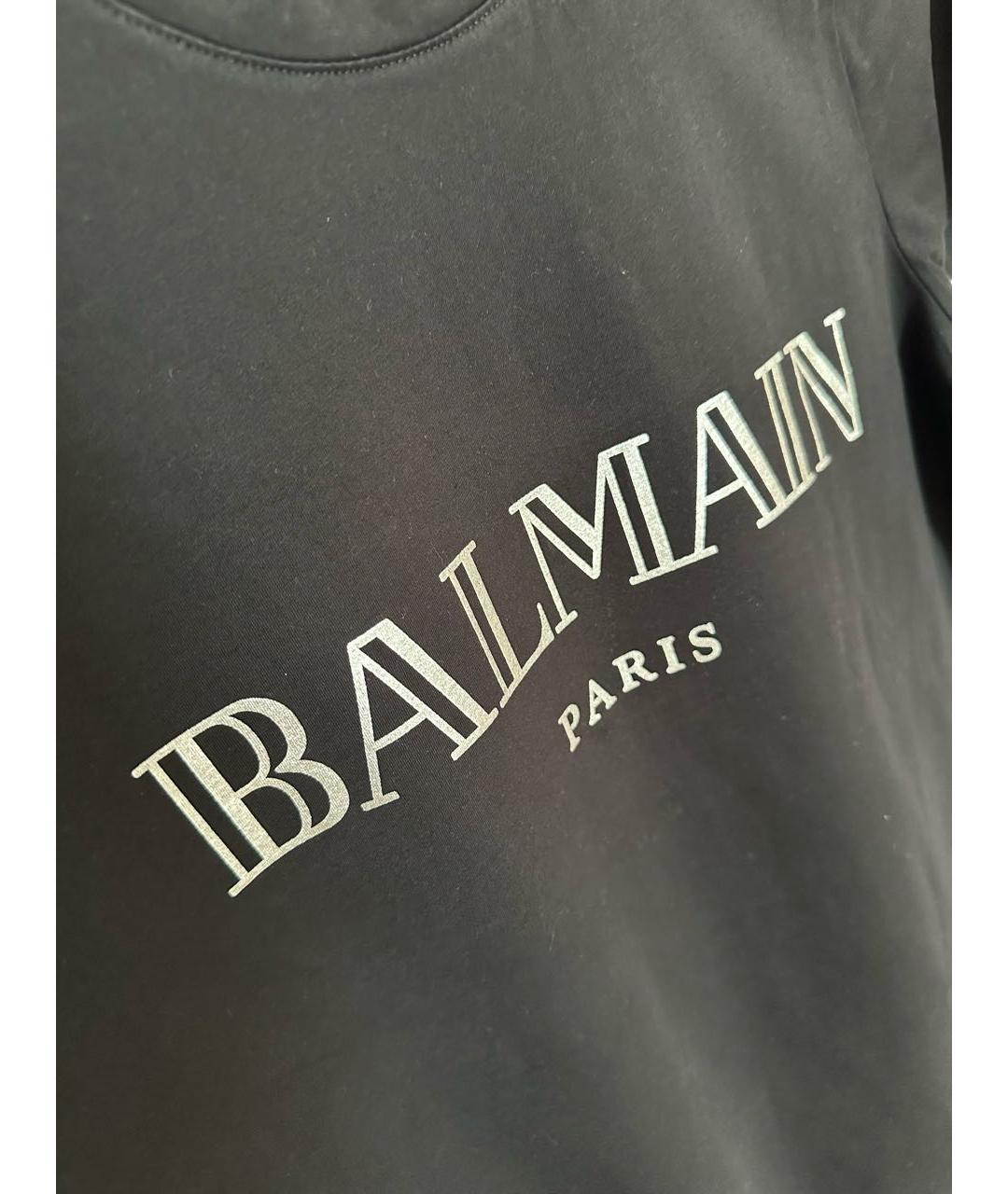 BALMAIN Черная хлопковая футболка, фото 4