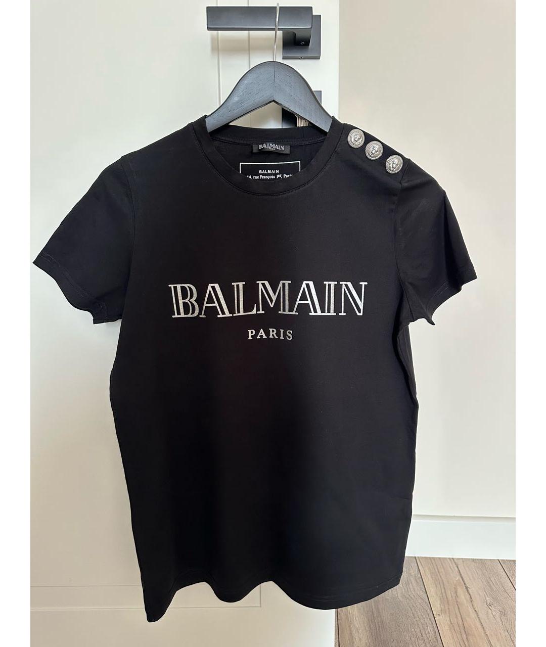 BALMAIN Черная хлопковая футболка, фото 6
