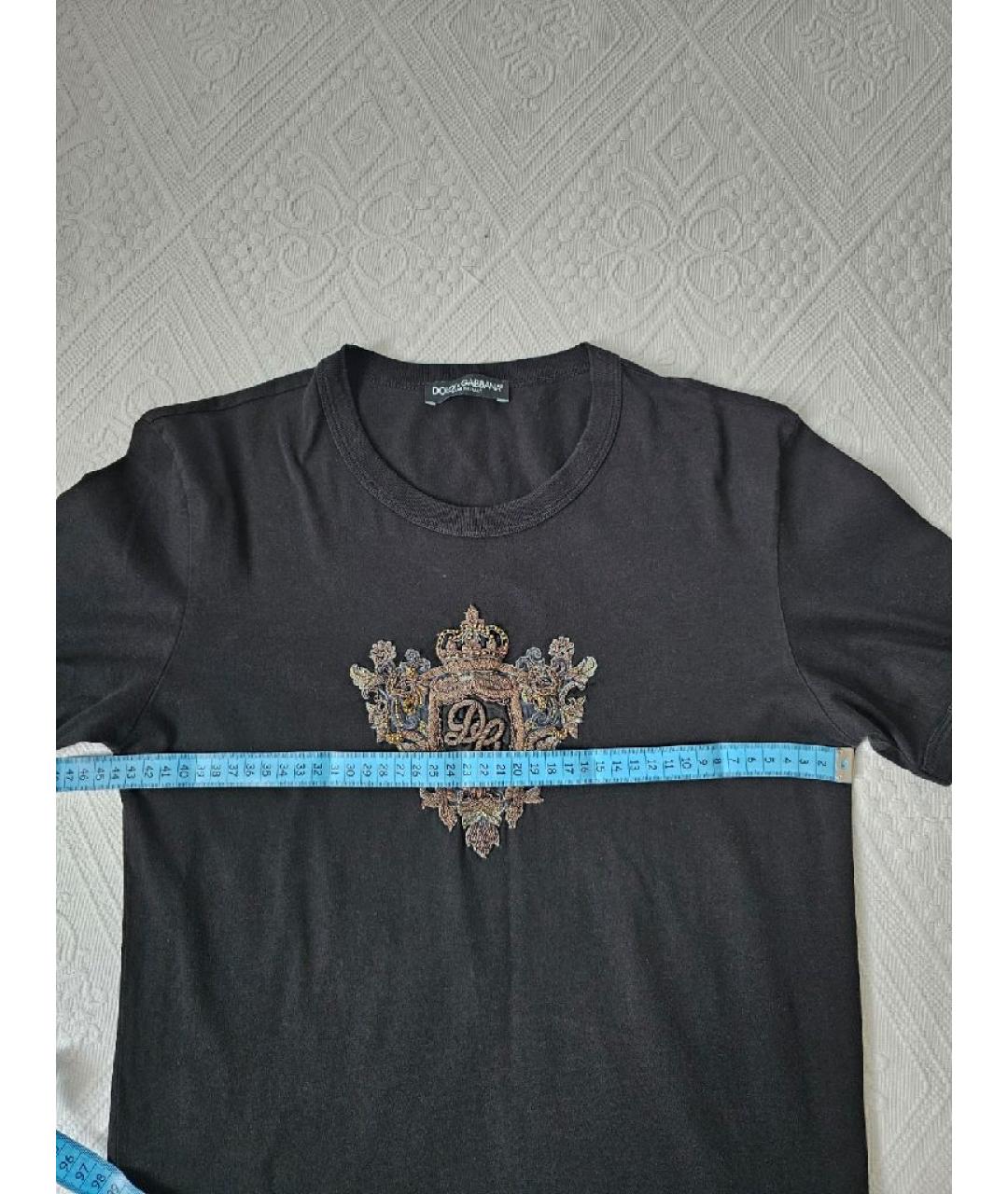 DOLCE&GABBANA Черная хлопковая футболка, фото 7