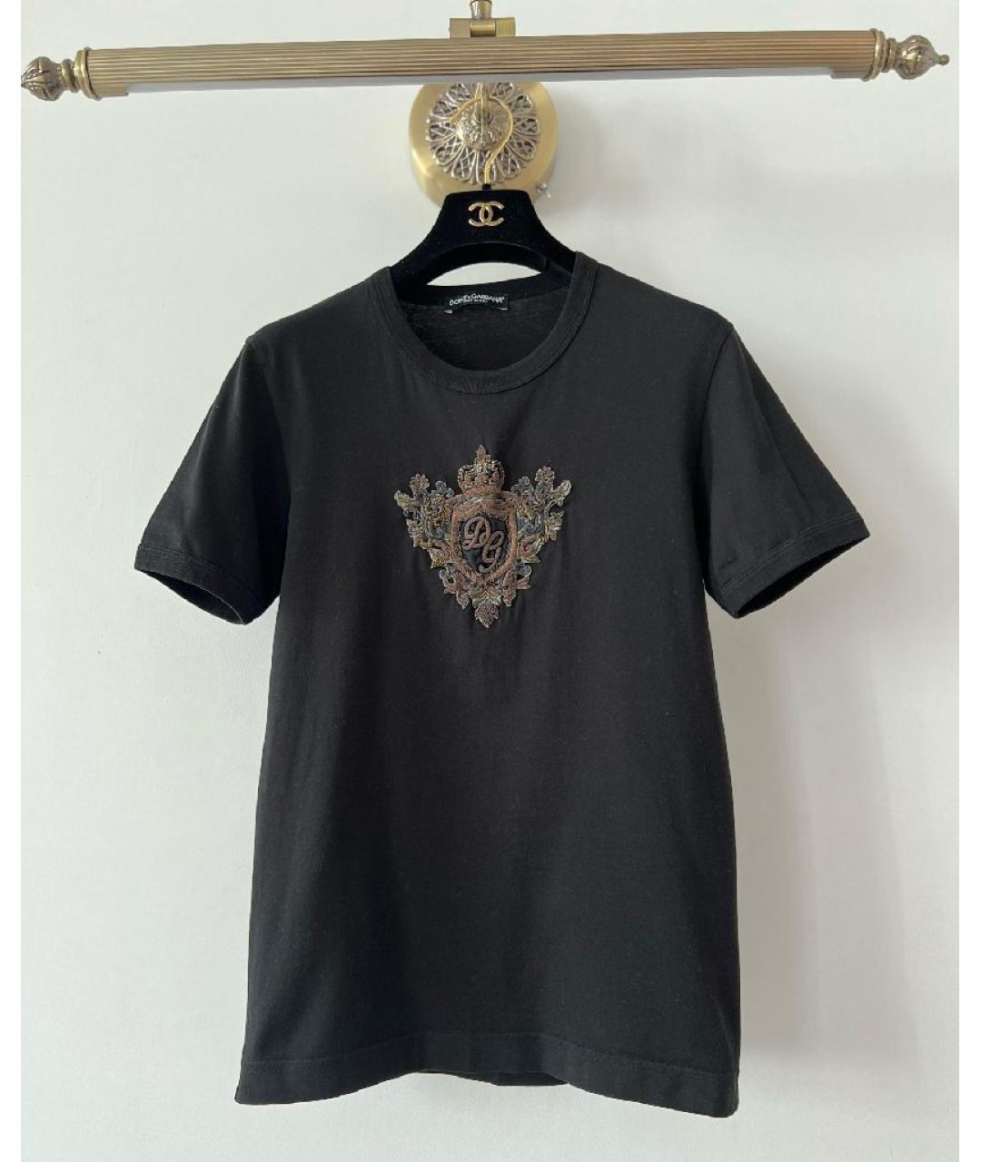 DOLCE&GABBANA Черная хлопковая футболка, фото 9
