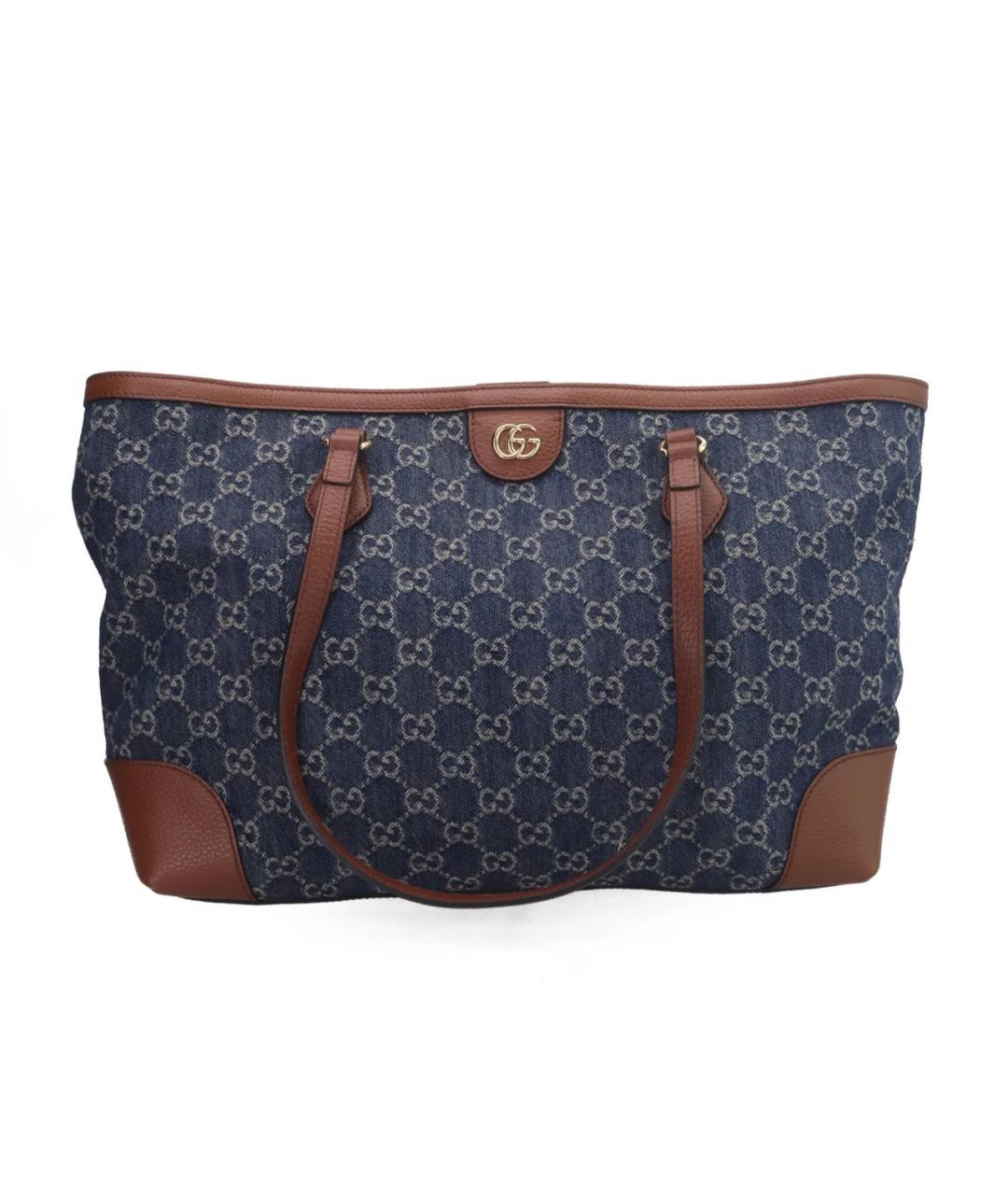 GUCCI Синяя деним пляжная сумка, фото 5