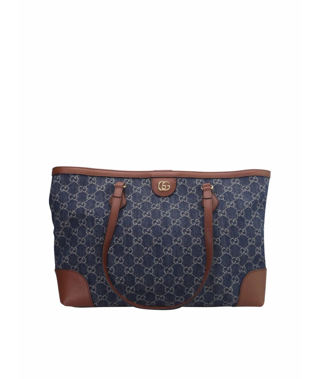 GUCCI Синяя деним пляжная сумка, фото 1