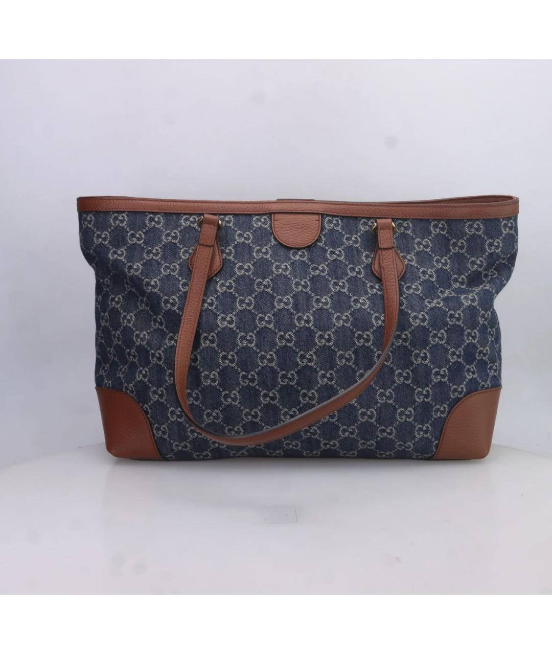 GUCCI Синяя деним пляжная сумка, фото 2