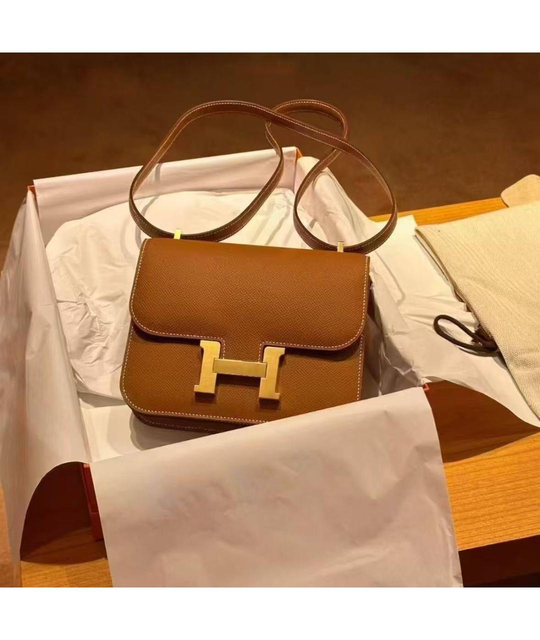 HERMES Коричневая кожаная сумка через плечо, фото 2