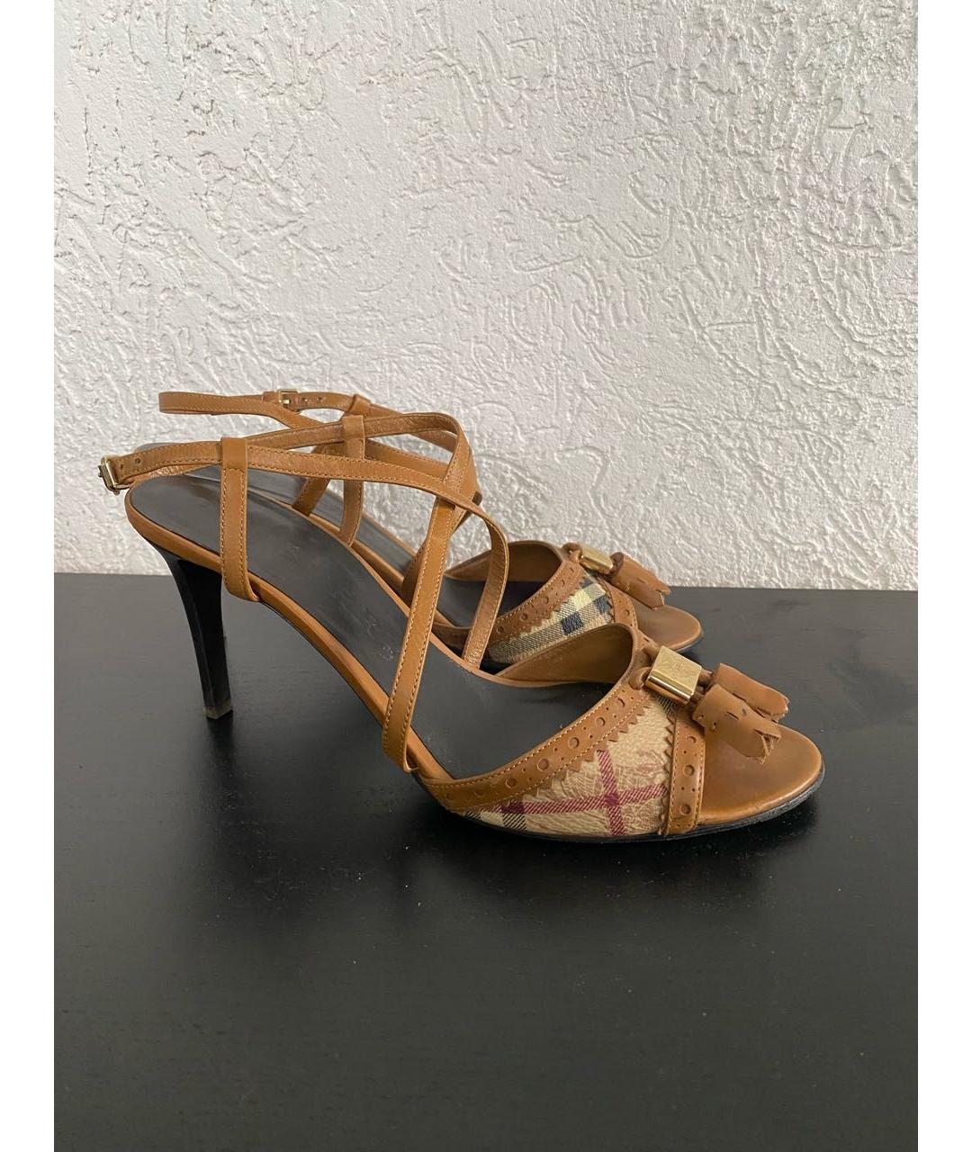 BURBERRY Коричневые кожаные босоножки, фото 7