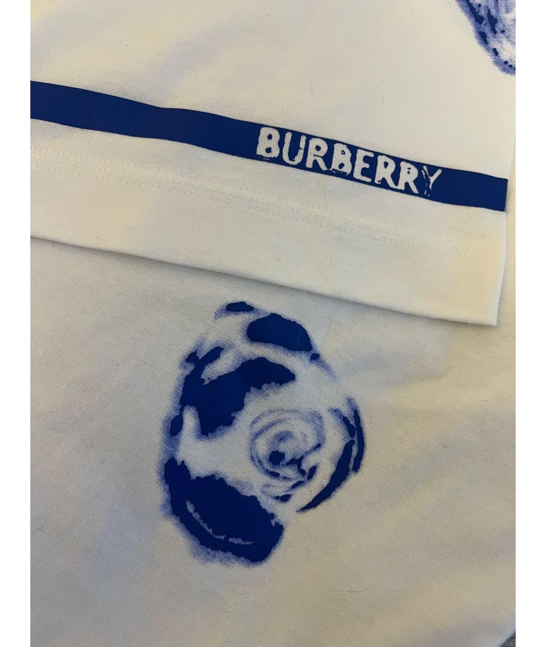 BURBERRY Белая хлопковая футболка, фото 4