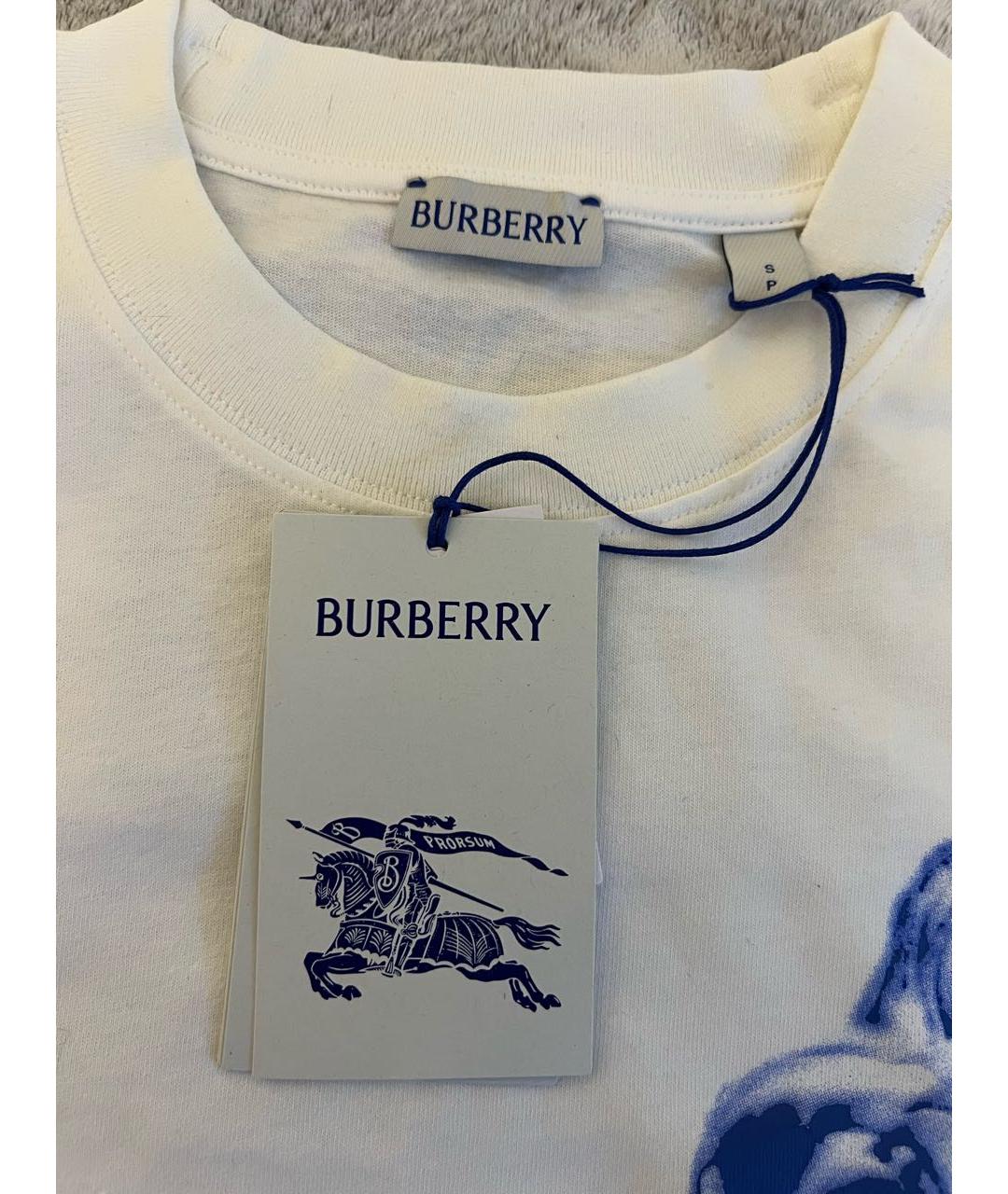 BURBERRY Белая хлопковая футболка, фото 3