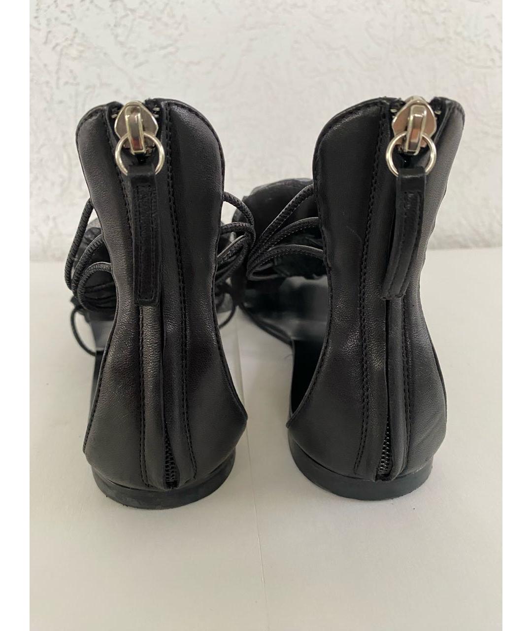 GIUSEPPE ZANOTTI DESIGN Черные кожаные босоножки, фото 4