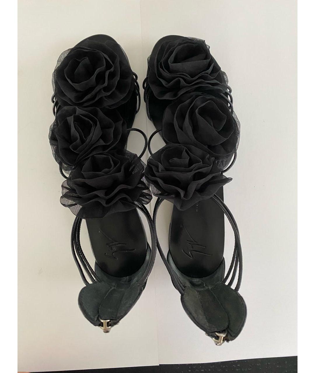 GIUSEPPE ZANOTTI DESIGN Черные кожаные босоножки, фото 3