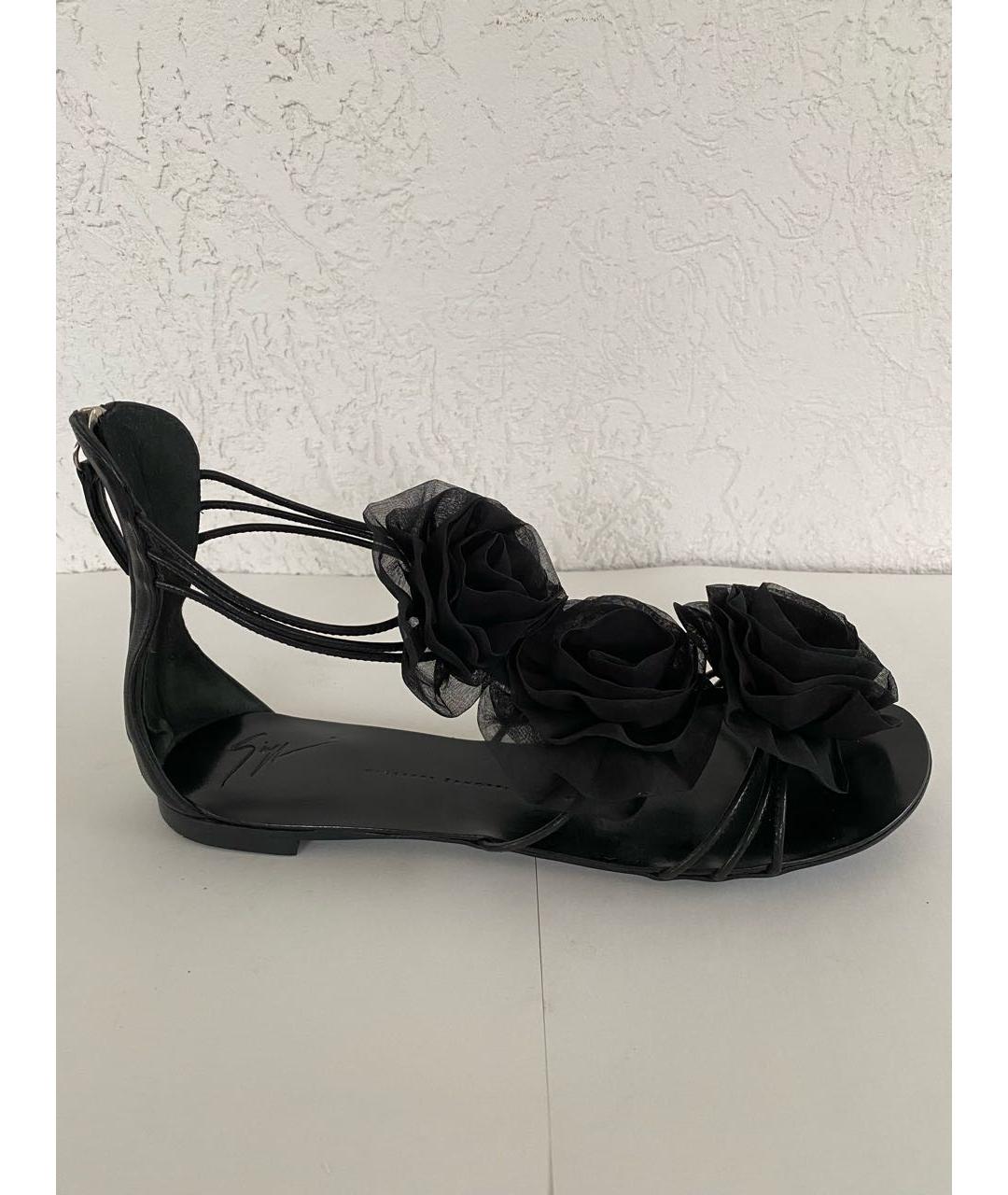 GIUSEPPE ZANOTTI DESIGN Черные кожаные босоножки, фото 8