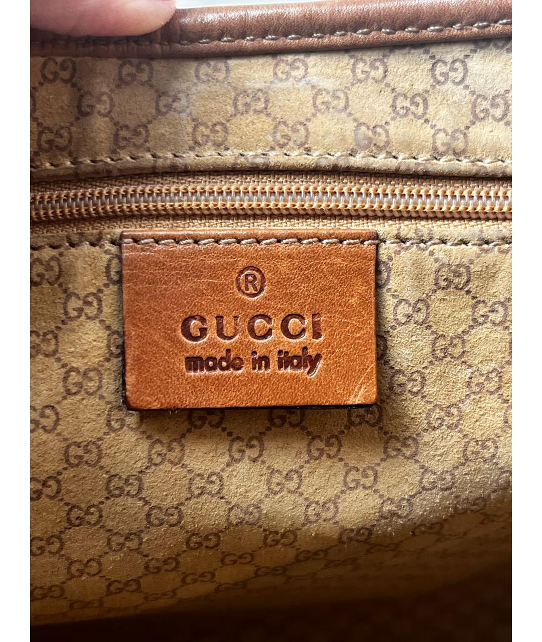 GUCCI Бежевая кожаная сумка тоут, фото 8