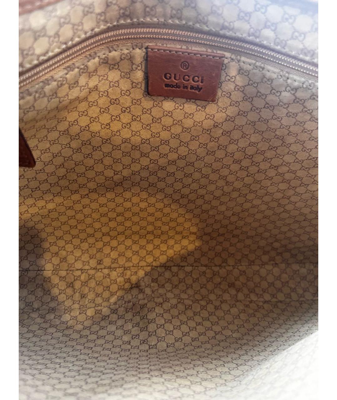 GUCCI Бежевая кожаная сумка тоут, фото 7