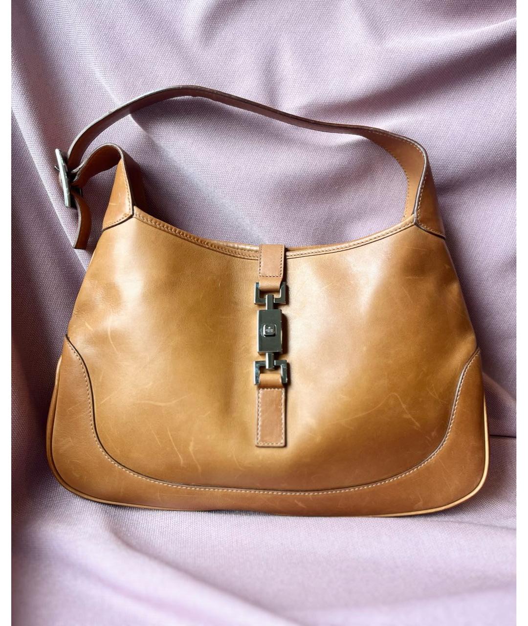 GUCCI Бежевая кожаная сумка тоут, фото 9