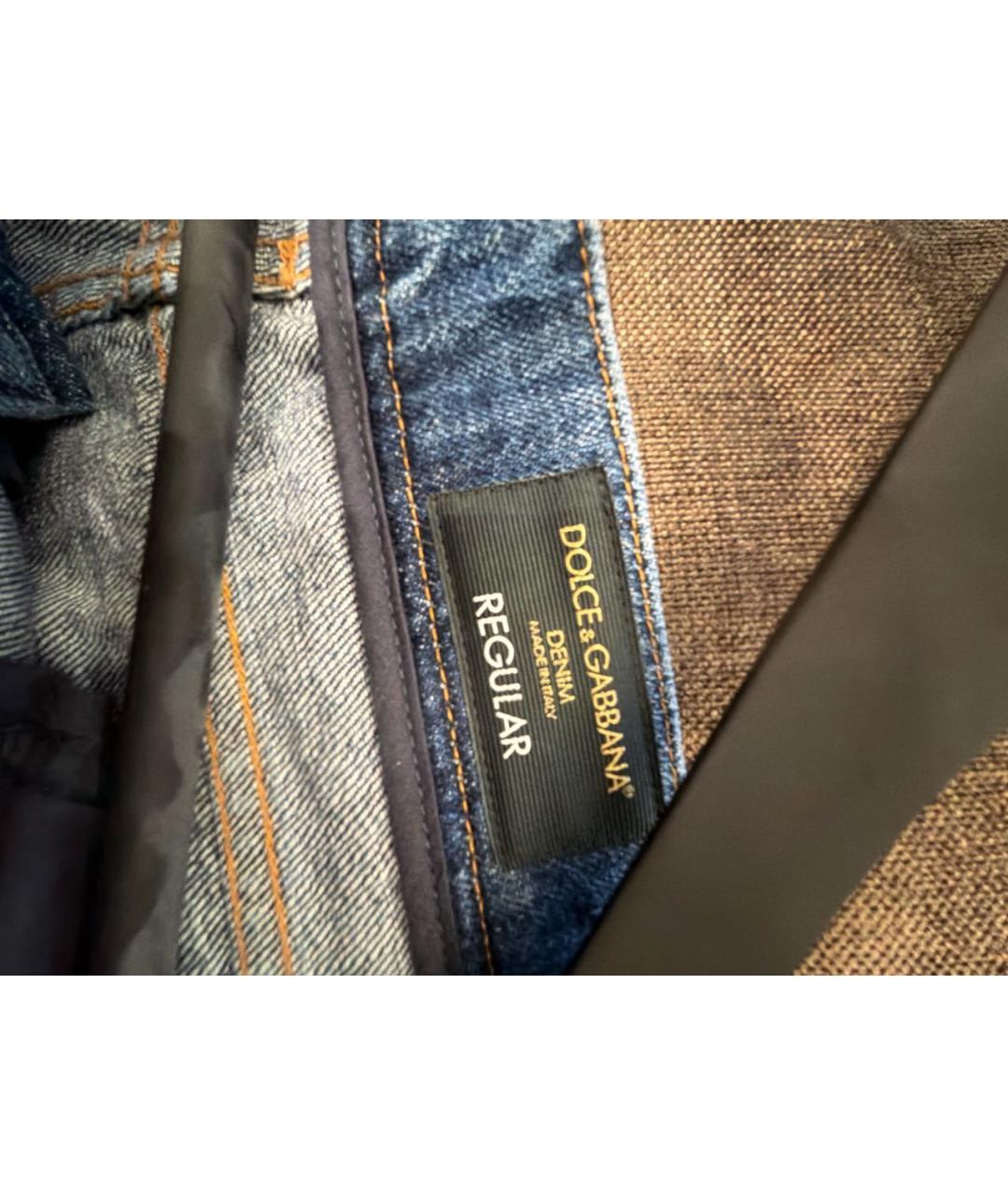 DOLCE&GABBANA Темно-синие хлопковые прямые джинсы, фото 3