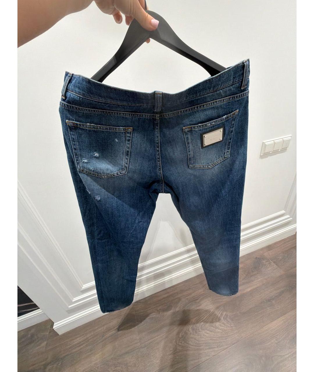 DOLCE&GABBANA Темно-синие хлопковые прямые джинсы, фото 2