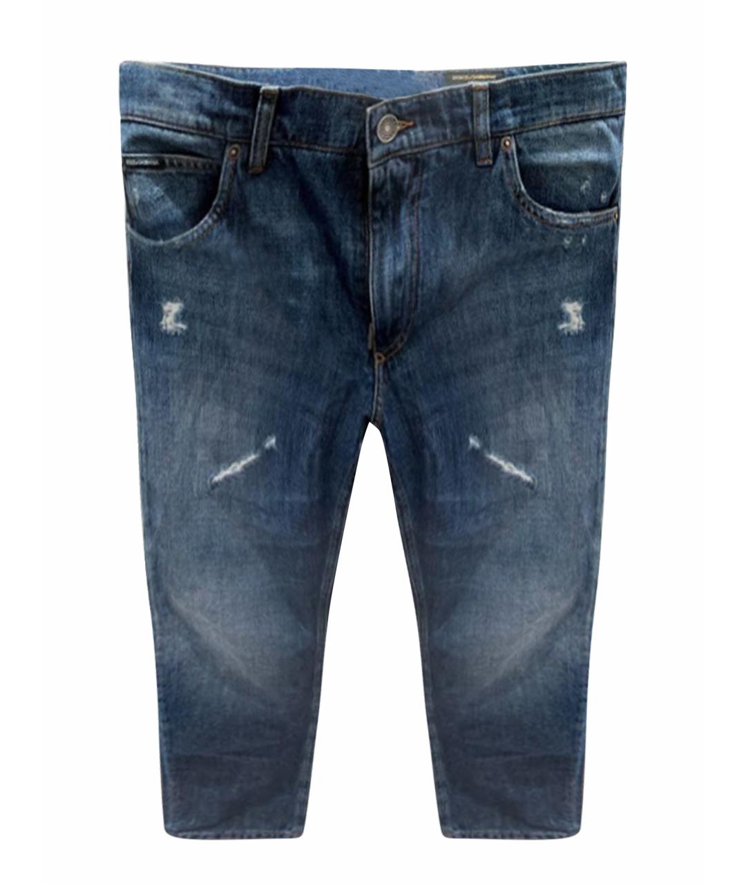 DOLCE&GABBANA Темно-синие хлопковые прямые джинсы, фото 1