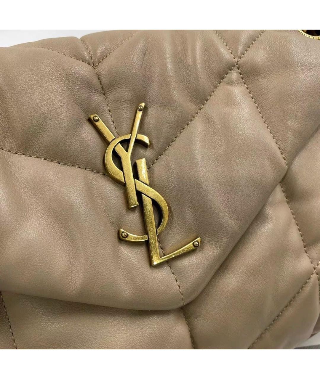 SAINT LAURENT Бежевая кожаная сумка через плечо, фото 8