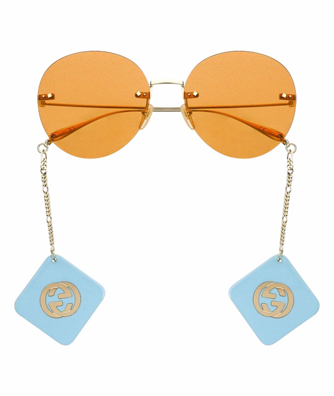 GUCCI Оранжевое металлические солнцезащитные очки, фото 10
