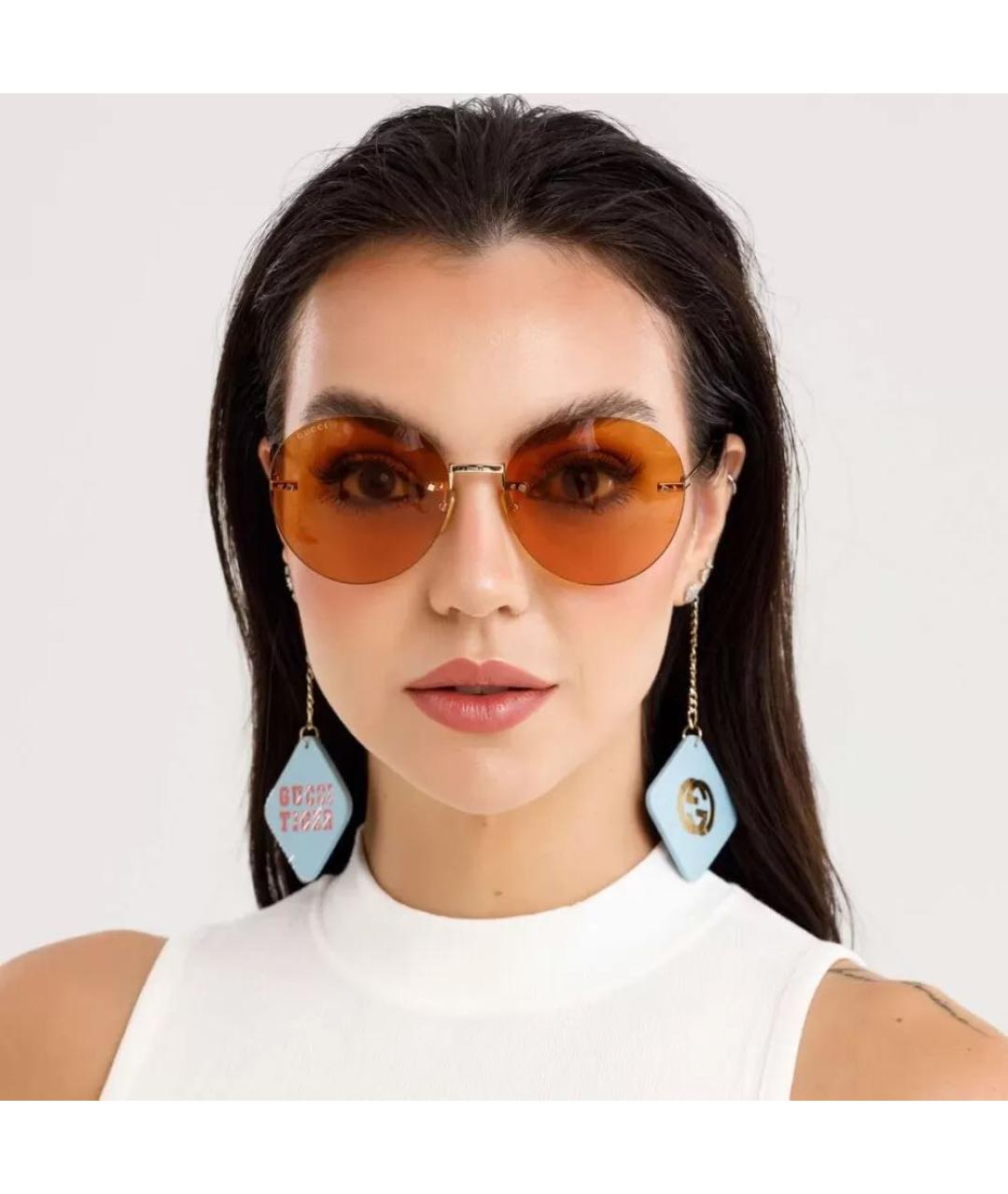 GUCCI Оранжевое металлические солнцезащитные очки, фото 2