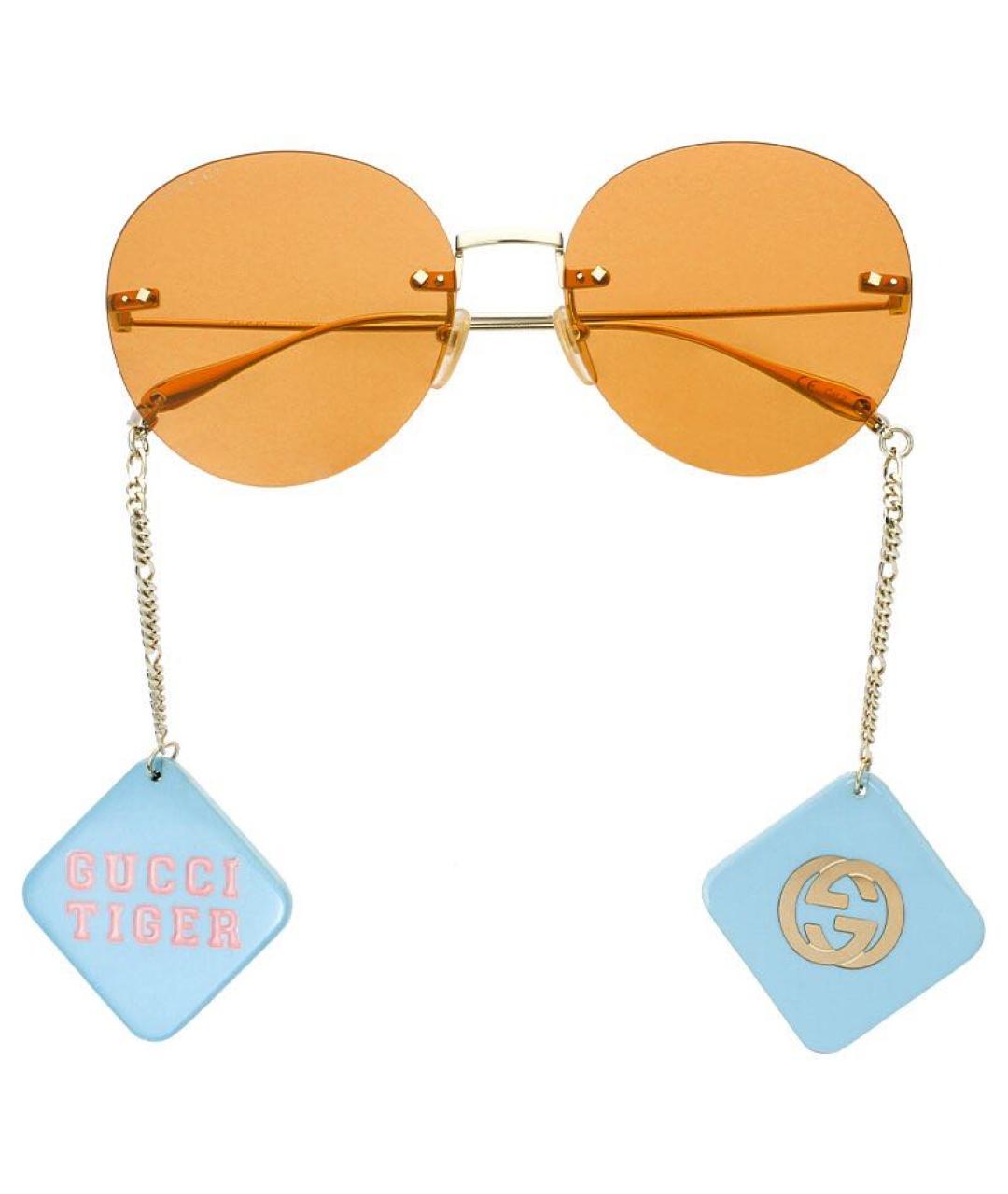 GUCCI Оранжевое металлические солнцезащитные очки, фото 9