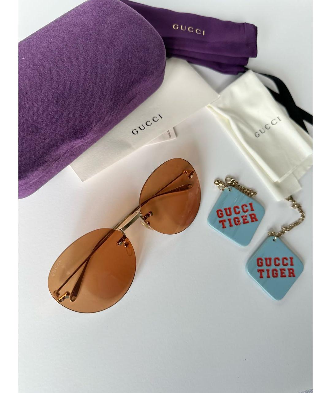 GUCCI Оранжевое металлические солнцезащитные очки, фото 3