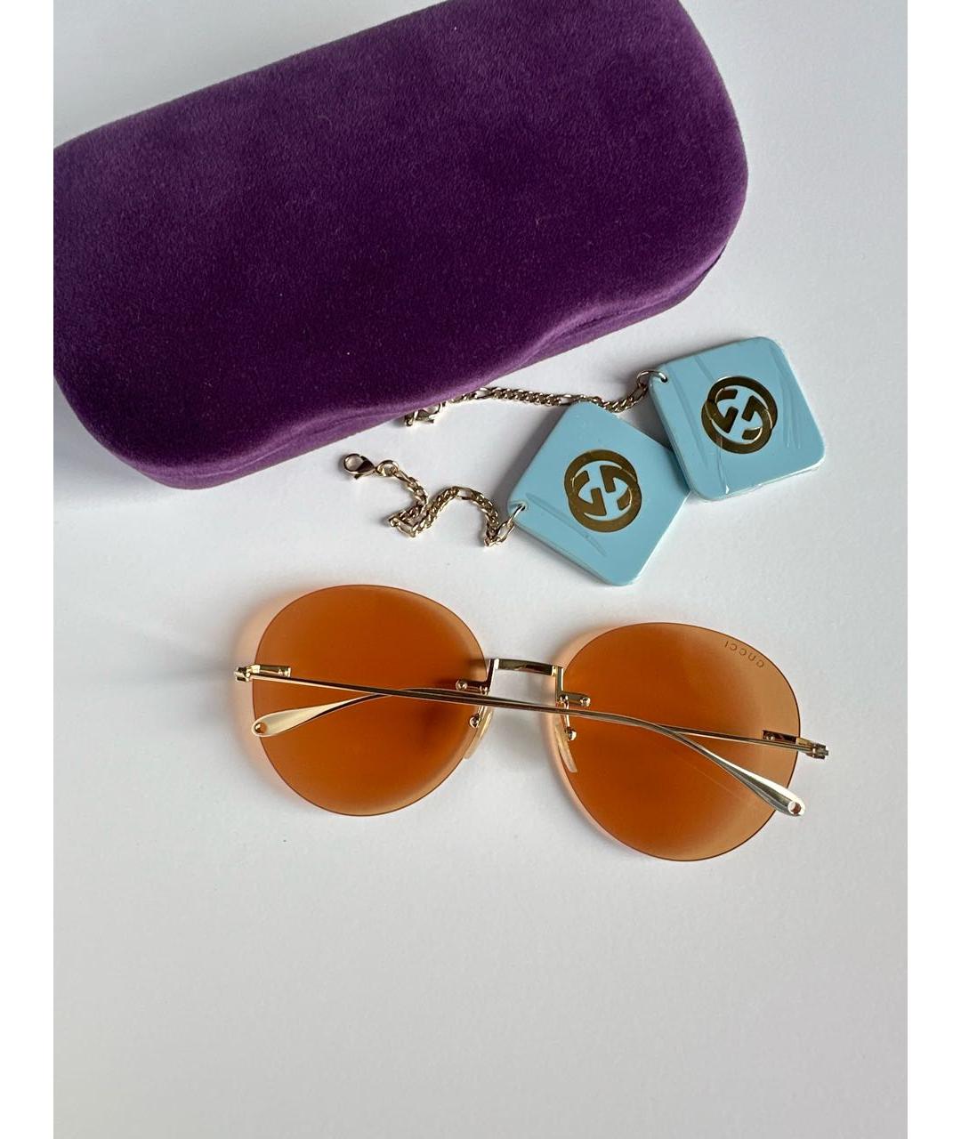 GUCCI Оранжевое металлические солнцезащитные очки, фото 5