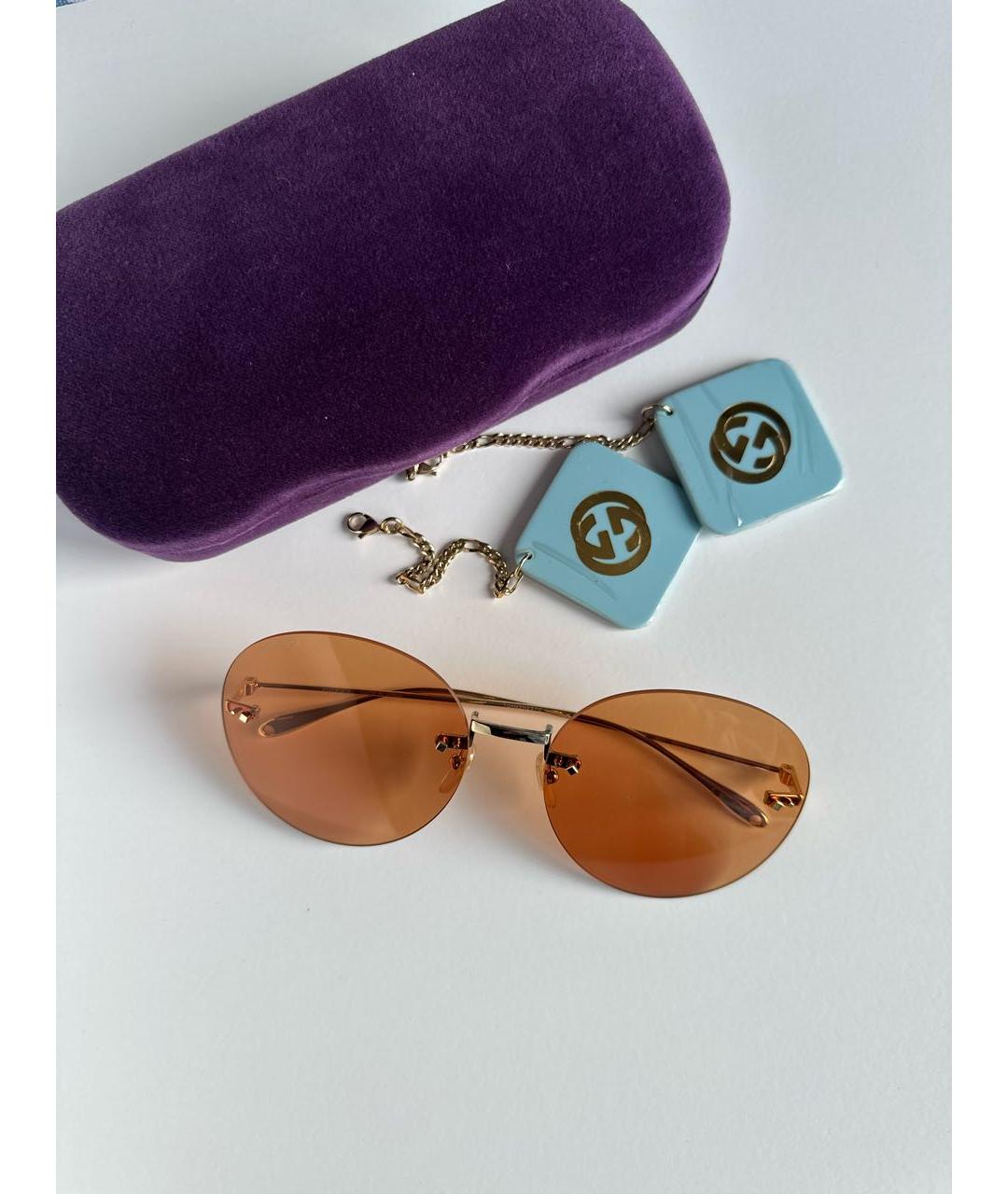 GUCCI Оранжевое металлические солнцезащитные очки, фото 4