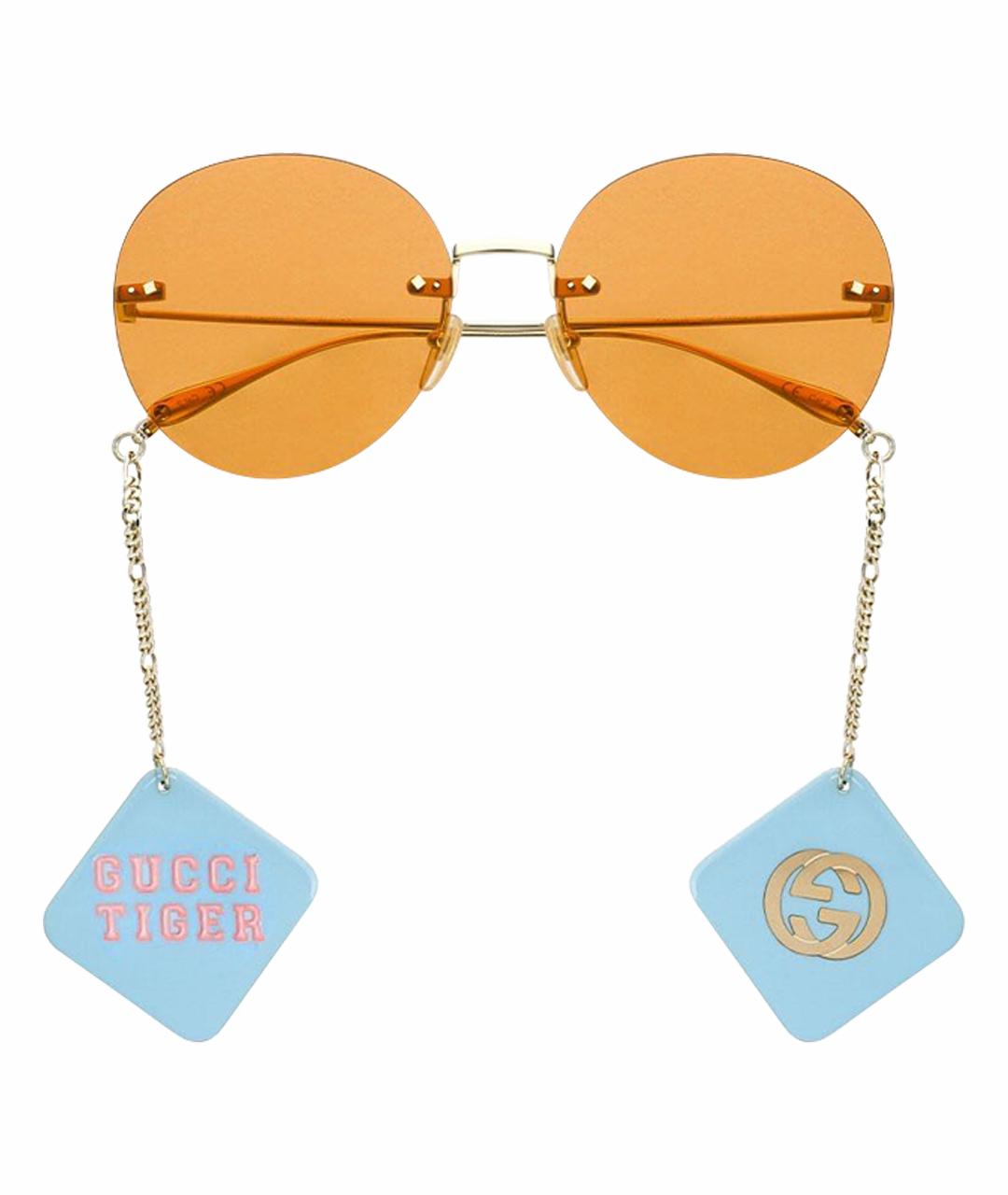 GUCCI Оранжевое металлические солнцезащитные очки, фото 1