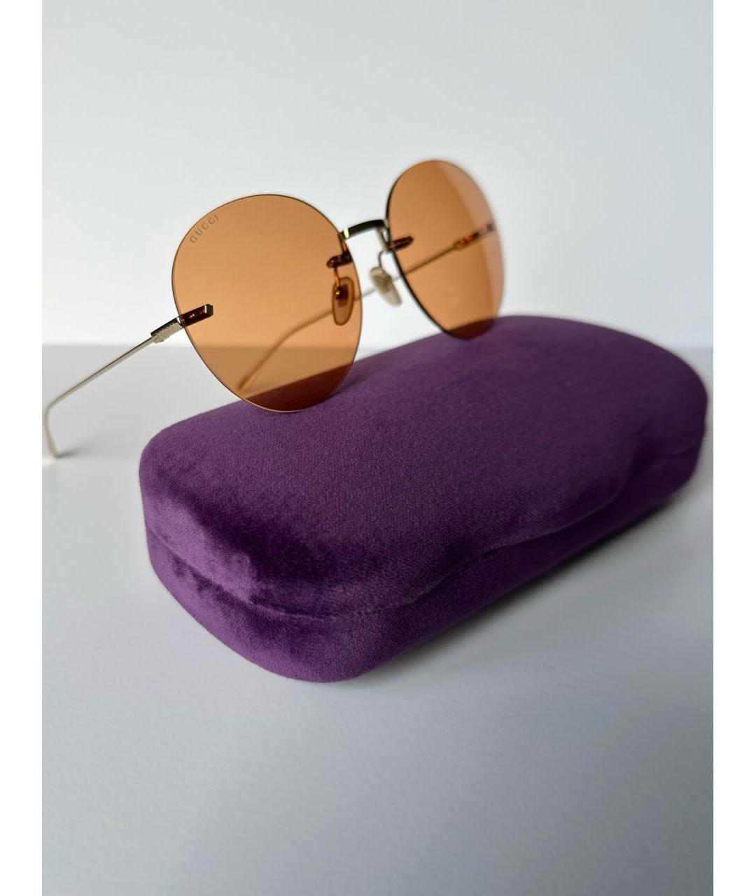 GUCCI Оранжевое металлические солнцезащитные очки, фото 6