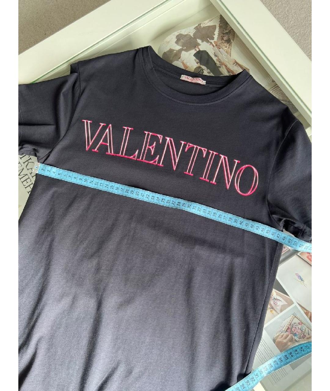 VALENTINO Темно-синяя хлопковая футболка, фото 5