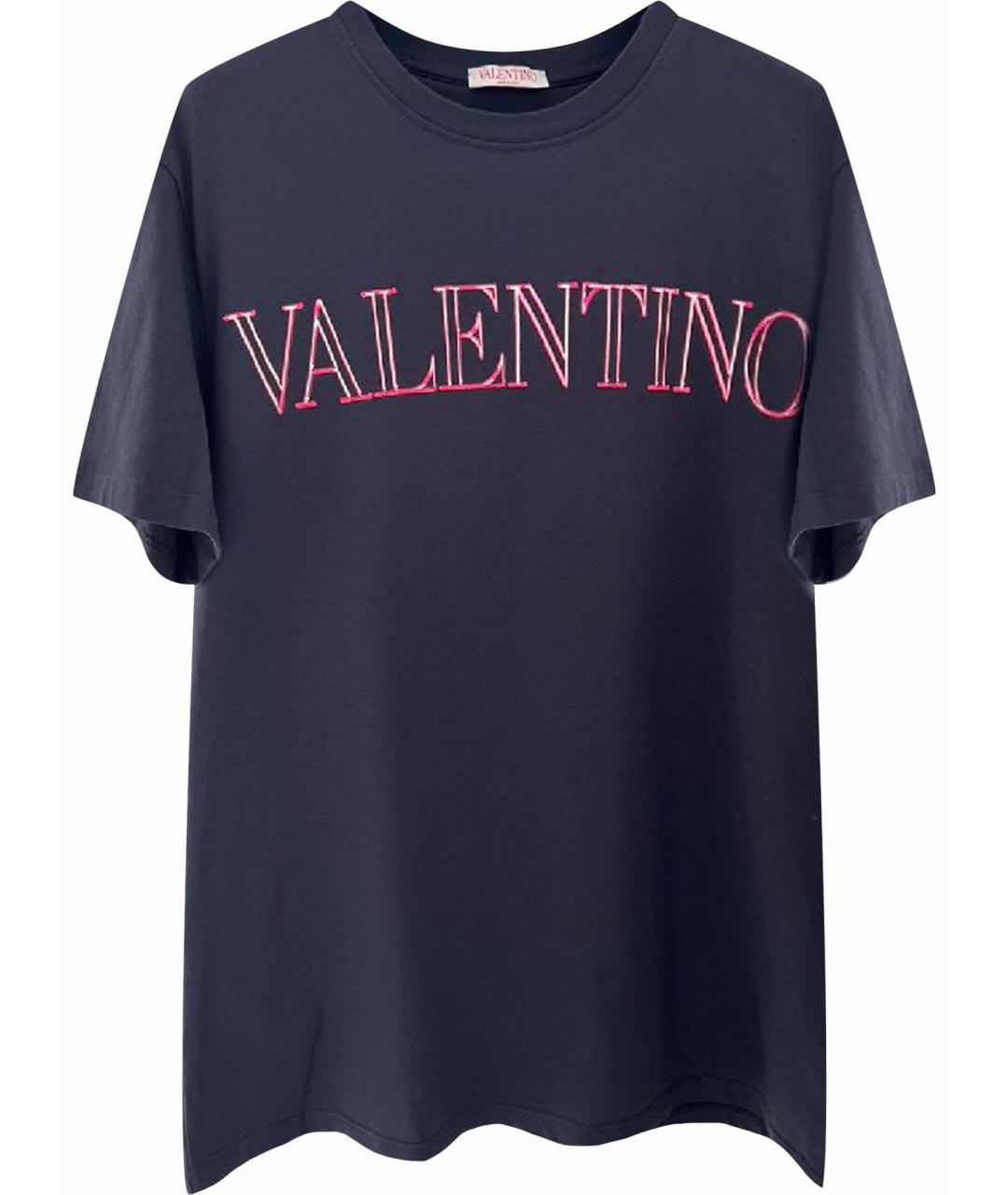 VALENTINO Темно-синяя хлопковая футболка, фото 1
