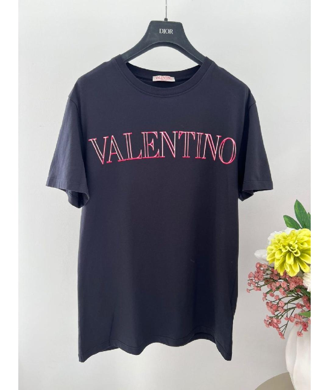 VALENTINO Темно-синяя хлопковая футболка, фото 10