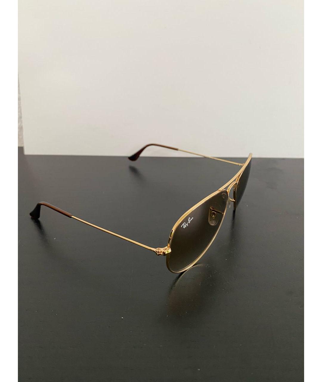 RAY BAN Золотые металлические солнцезащитные очки, фото 2