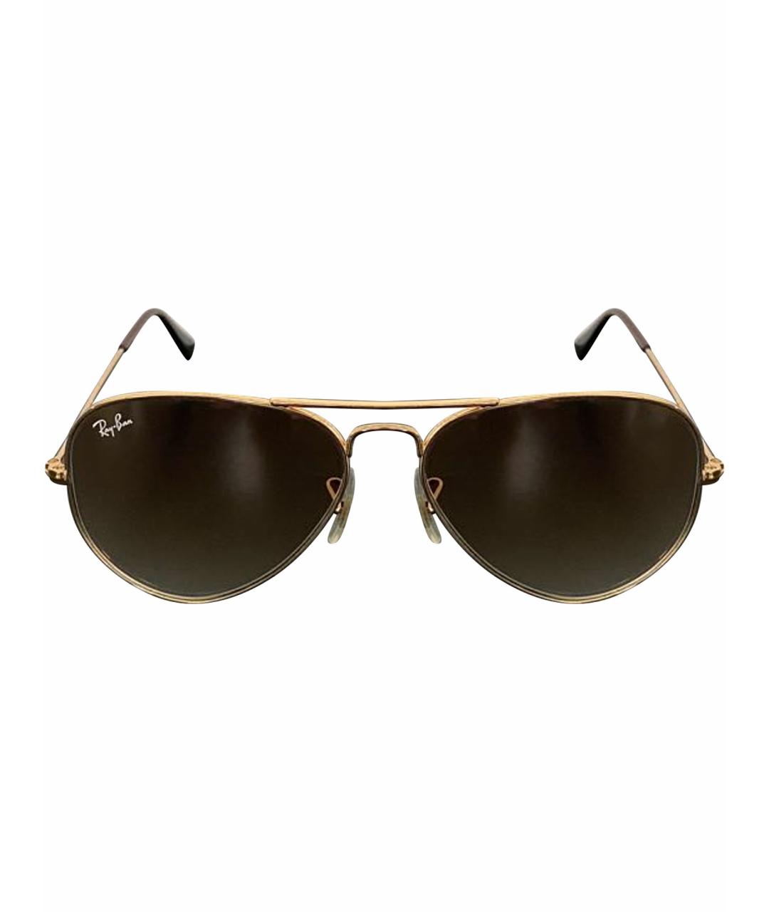 RAY BAN Золотые металлические солнцезащитные очки, фото 1