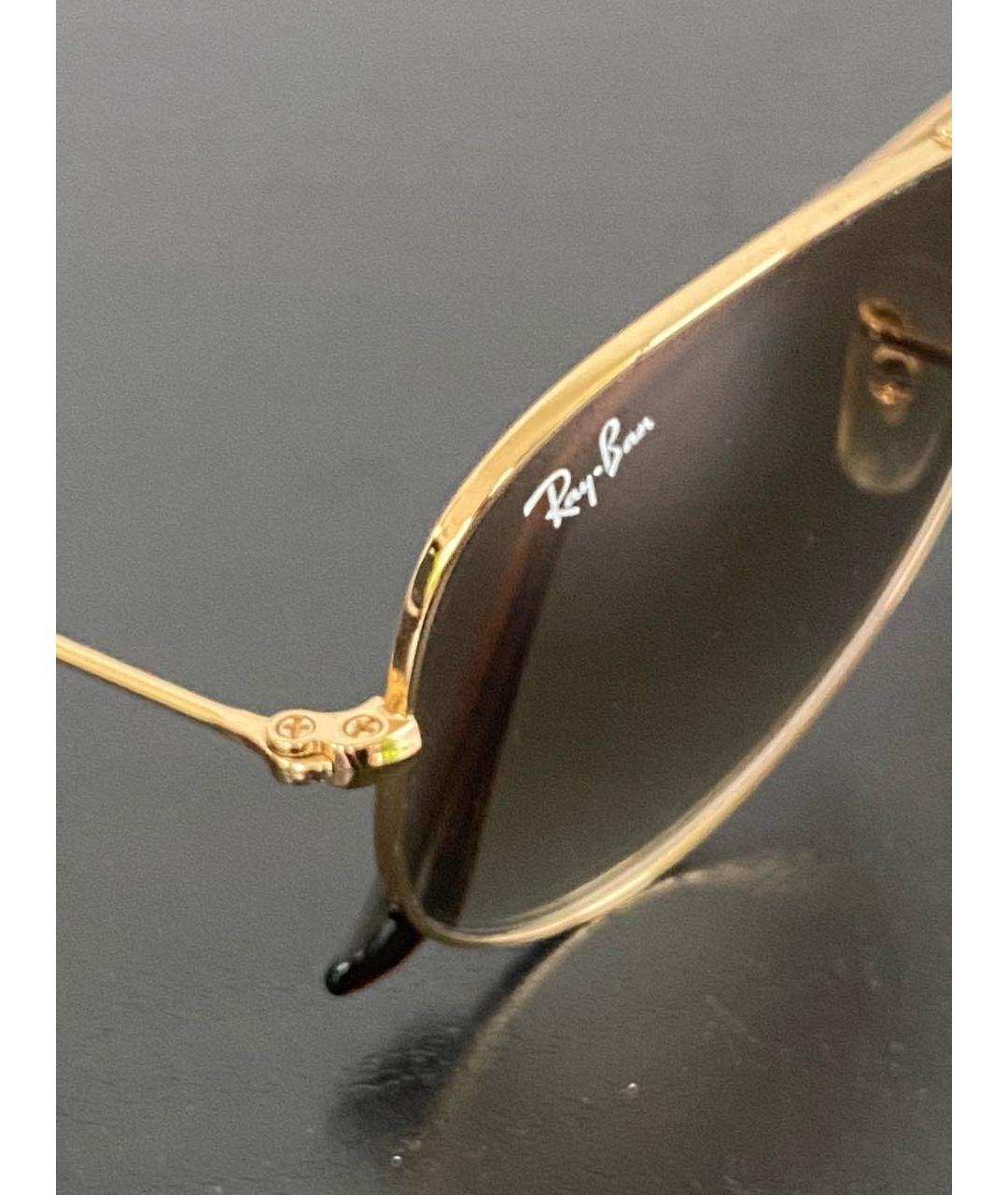 RAY BAN Золотые металлические солнцезащитные очки, фото 3