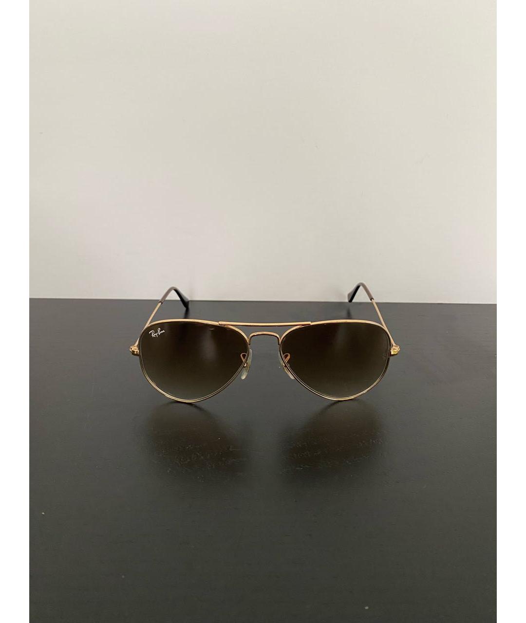 RAY BAN Золотые металлические солнцезащитные очки, фото 5