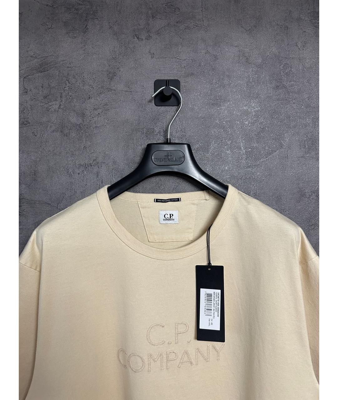 CP COMPANY Бежевая хлопковая футболка, фото 4