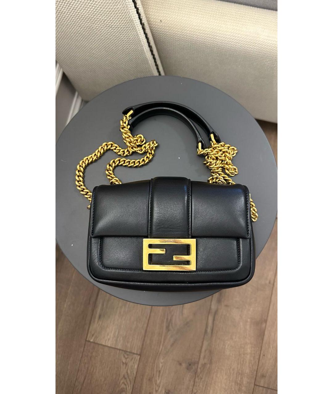 FENDI Черная кожаная сумка с короткими ручками, фото 6