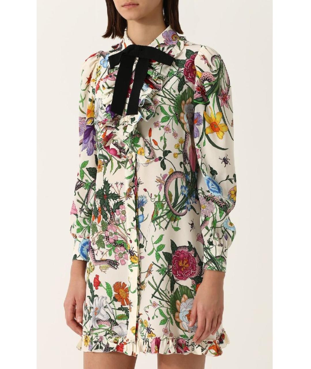 GUCCI Мульти шелковое повседневное платье, фото 8