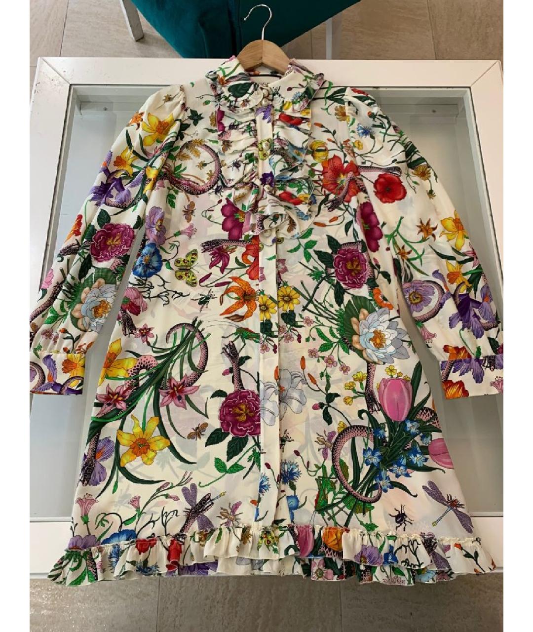 GUCCI Мульти шелковое повседневное платье, фото 2