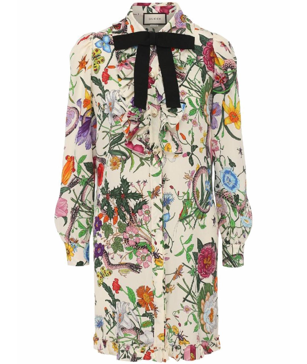 GUCCI Мульти шелковое повседневное платье, фото 1