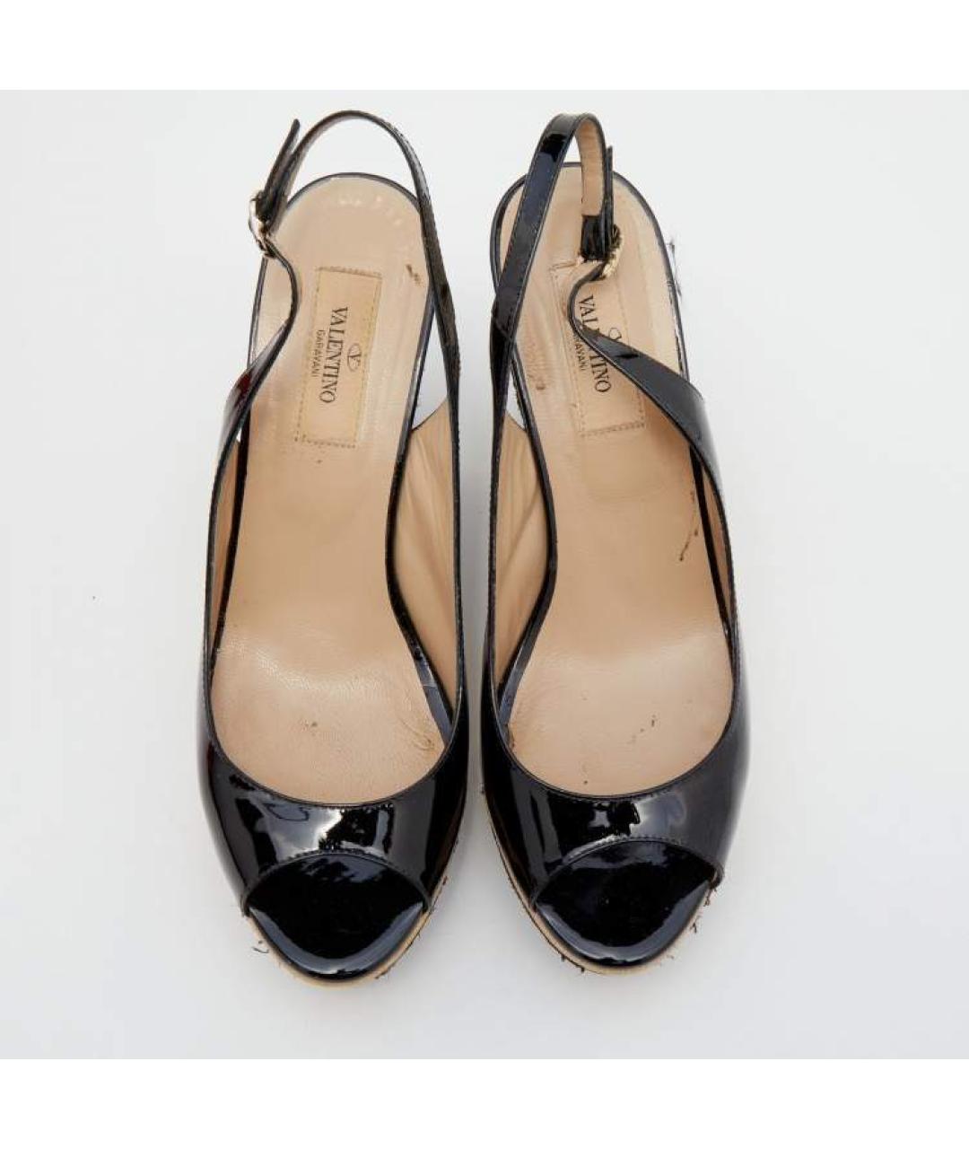 VALENTINO Черные кожаные босоножки, фото 4