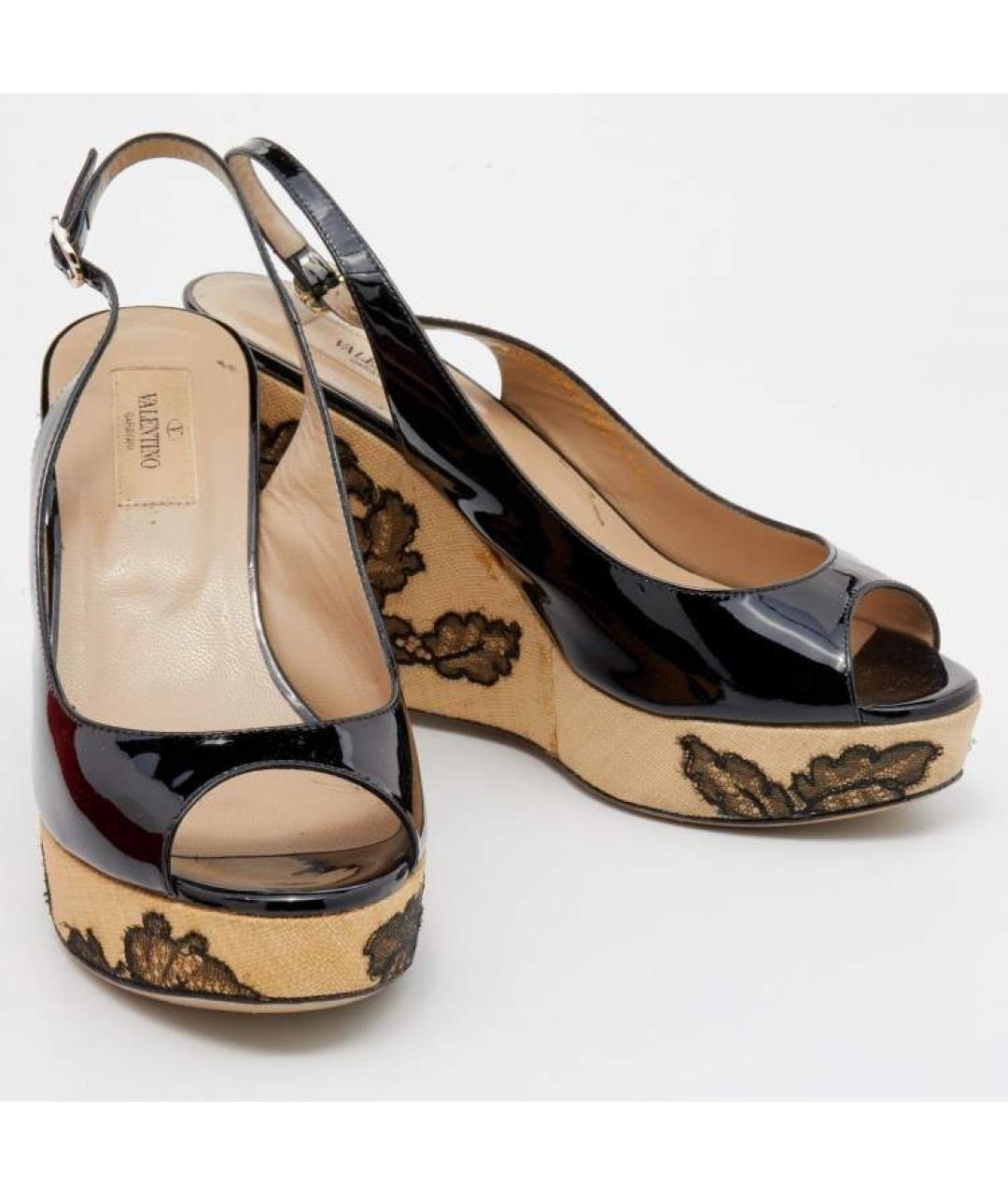 VALENTINO Черные кожаные босоножки, фото 5
