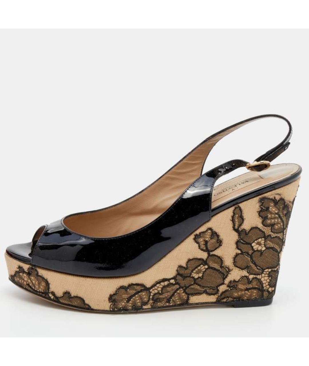 VALENTINO Черные кожаные босоножки, фото 10